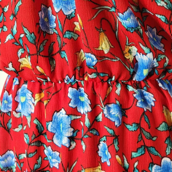 VERSE Womens Floral Boho Blouson Spaghetti Strap Maxi Dress Size XL Red Blue - Picture 13 of 16
